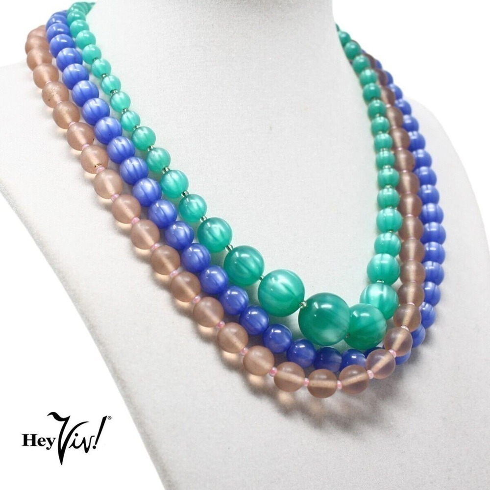 Three Vintage Bead Choker Necklaces to Wear as a Set or Separately - Hey Viv